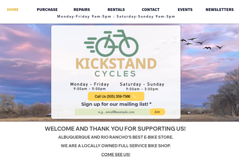 brave screenshot www.kickstandcycles.com  768x510
